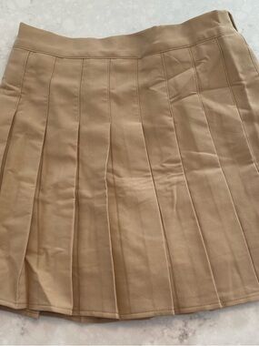 Pleated Mini Skort in Beige